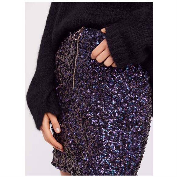 NWOT Free People Sequin Mini Skirt, Size 0 - Picture 1 of 10